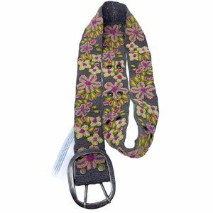 Jenny Krauss Waist Belt Floral Paisley Buckle Embroidered Wool Peru New